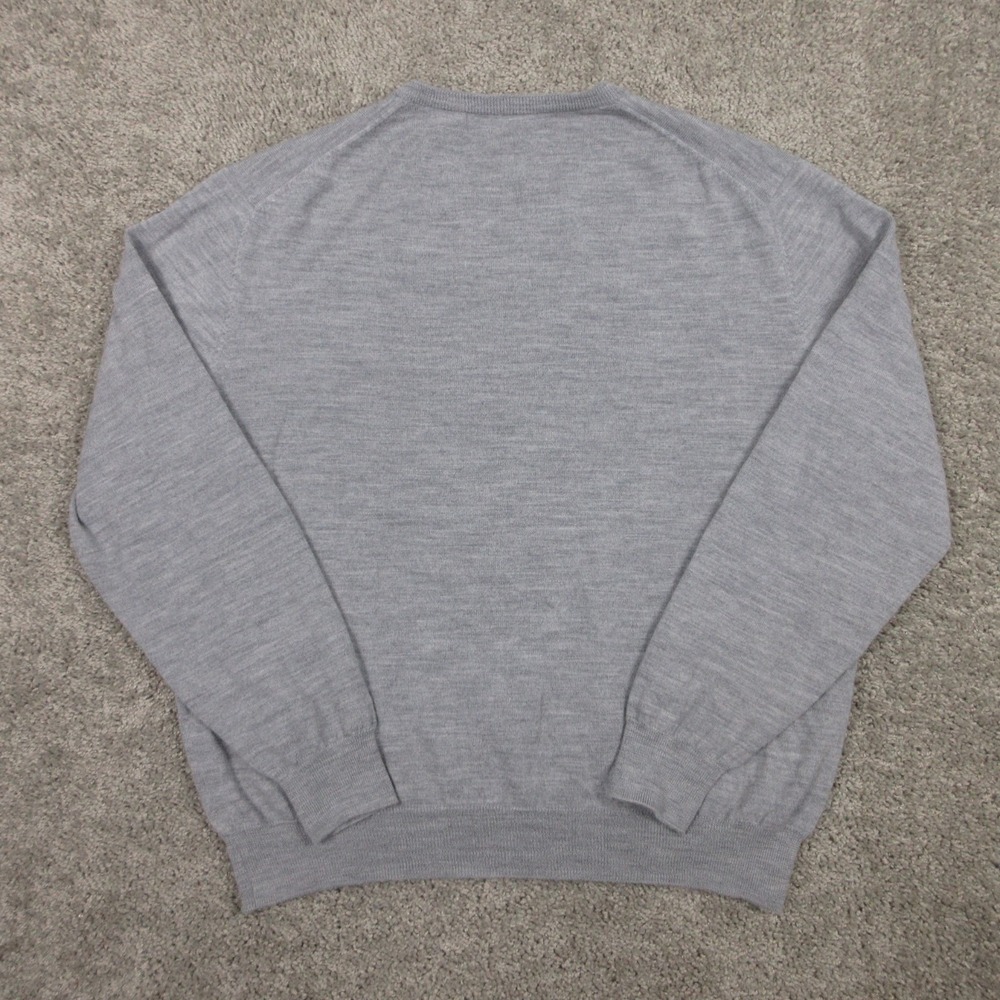 Bloomingdales Sweater Mens XL Gray Merino Wool V-Neck Pullover Knit Heather - Picture 4 of 7